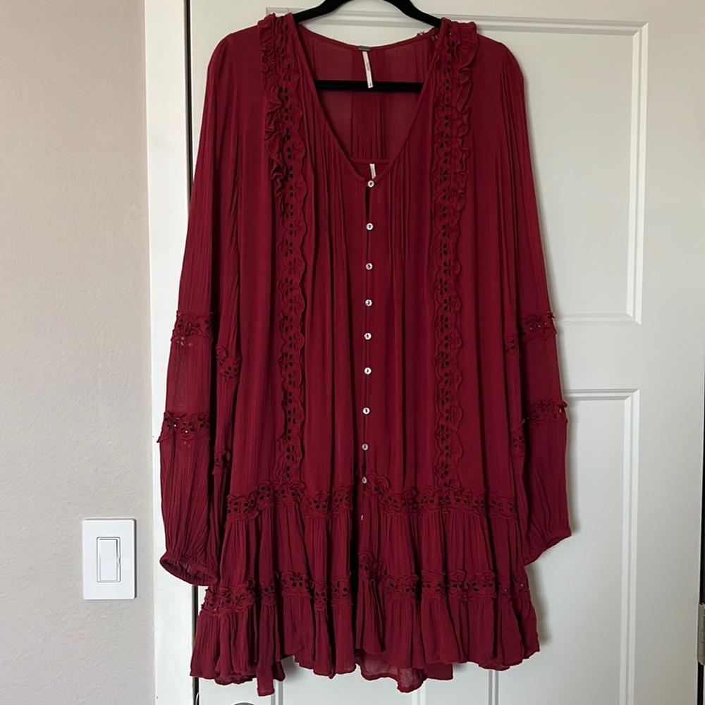 Free People Boho Cranberry Dress - Size Medium